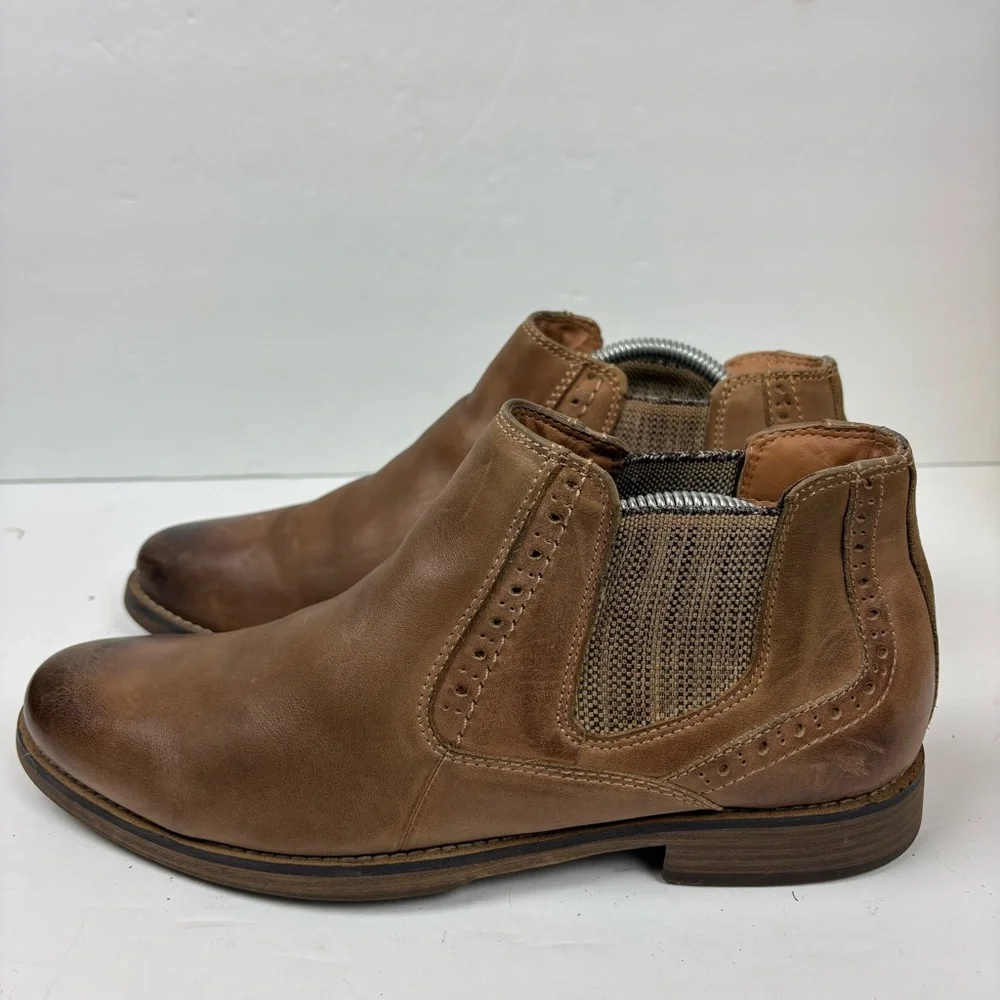 Steve Madden Paxton Men's Brown Leather Chelsea Boots Size 8 Burnished Toe